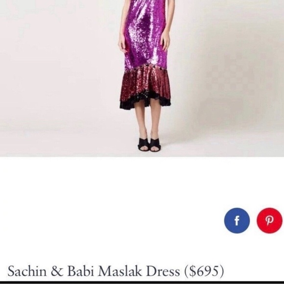 NWT SACHIN & BABI | Maslak Sequined Flounce Hem Midi Dress in Fuchsia | Size 0 - Picture 5 of 16